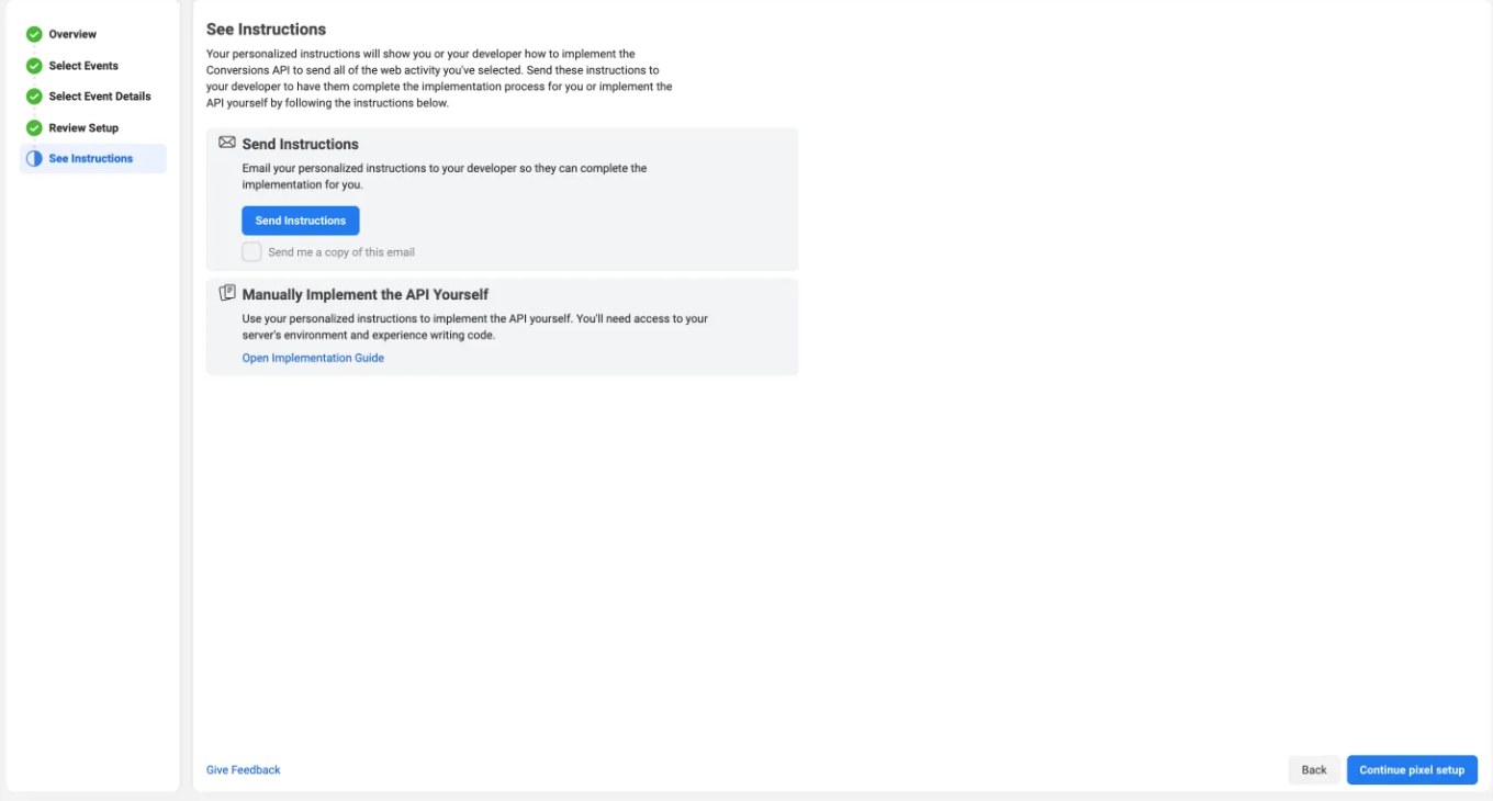完成 Pixel 建设设置